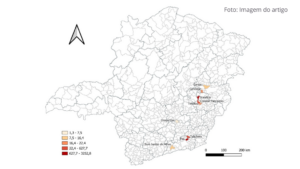 Distribuição dos casos confirmados de febre do Oropouche em Minas Gerais, em 2024, coloca Joanésia e Piau como os principais focos de transmissão local no estado
